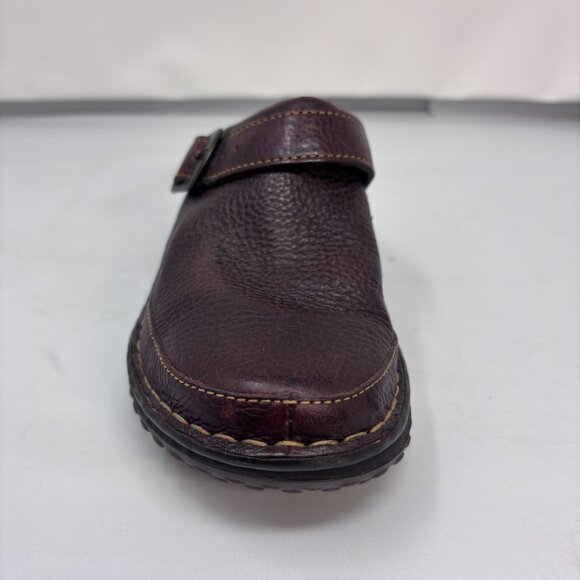 Born Brown Leather slip-on clog mule wedge shoes Woman's size 7 - Picture 2 of 16